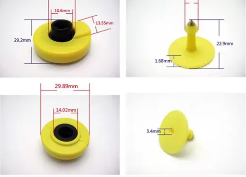 RFID swine ear tag size reference