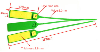 PP Disposable RFID Zip Tie Tag with Metal Clip - detail view